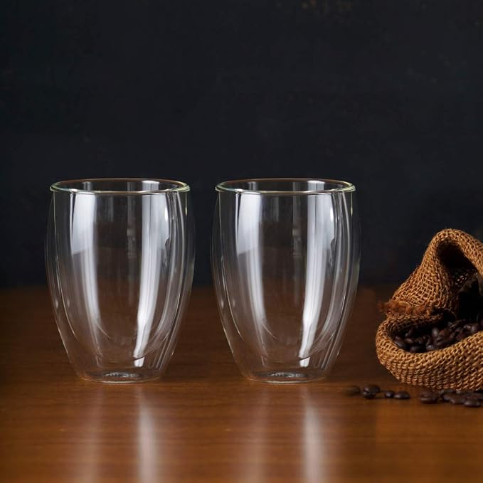 BLUE BREW 12oz Double-Walled Insulated Glass Coffee Cups, Glass Cups - Image 5