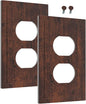 Outlet Covers Brown Red Rustic Wood Grain Retro Farmhouse 1 Gang Duplex Light Switch Cover Plate Decorative Wall Plates Electrical Switchplate Receptacle for Farmhouse Cabin Decor（2 Pack）