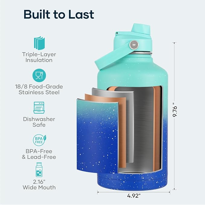 BUZIO 64 oz Insulated Stainless Steel Water Bottle - Image 4