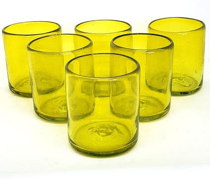 Solid Yellow 9 oz Short Tumblers, Recycled Glass, Toxin-Free by MexHandcraft