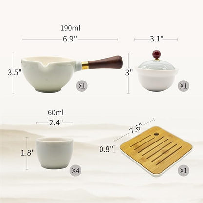 LURRIER Porcelain Chinese Gongfu Tea Set, Portable Teapot Set - Image 2