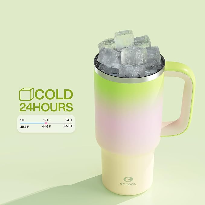 ENCOOL 32 oz Tumbler with Handle and Straw: Stainless Steel Insulated Tumbler - Image 6