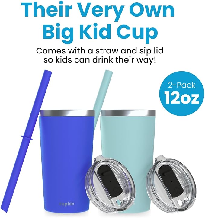 CUPKIN Toddler Tumblers, The Original 12 oz Stackable Stainless Steel Cups - Image 2