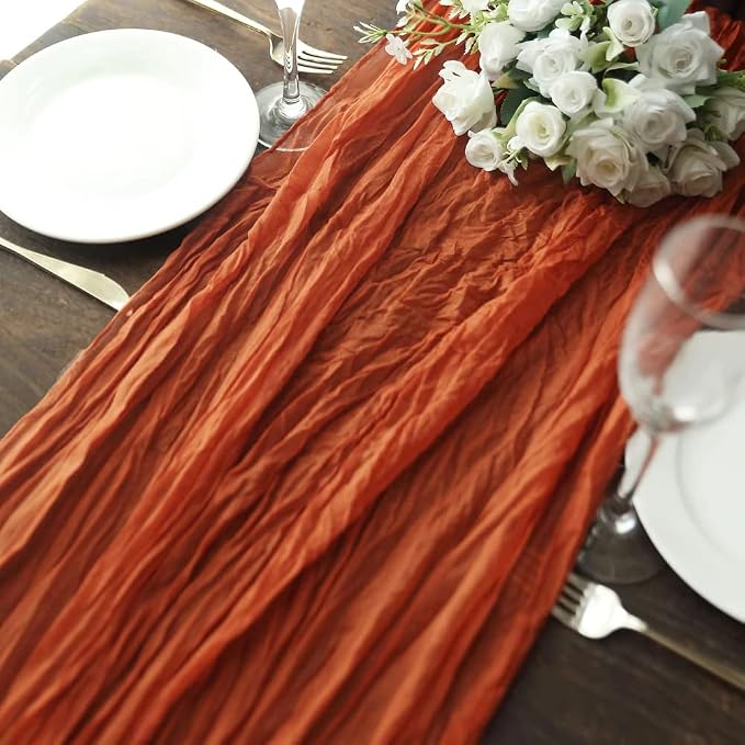 12 Pack Terracotta Cheesecloth Table Runner 10ft Boho Gauze Cheese Cloth Table - Image 3