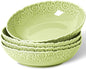 HOMBENE Heartbeat Pasta Bowls Set of 4, 40oz, Porcelain Wide and Shallow, Soup, Pasta, Noodle, Dinner, Large Salad Bowls Soup Bowl for Kitchen, Microwave & Dishwasher Safe (Mint Glow Green)