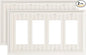 2-Pack Classic Beadboard Quad Decorator Wall Switch Cover, Light Almond Decorative Switch Plate and Outlet Cover, Natural Bamboo Fiber 4 Gang Wall Plate for Electrical Outlet, Receptacle, GFCI Outlet