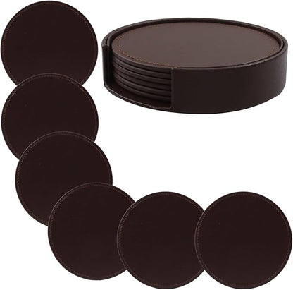 Leather Coasters for Drinks Set of 6 by Rierdge
