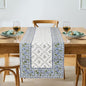 Powder and Pigeon Blue Hand Block Print 100% Cotton Reusable Table Runner 16" X by Ridhi