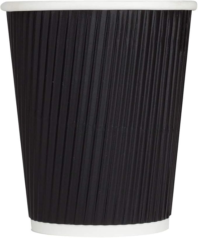 Karat 8 oz Ripple Insulated Coffee Cup Black Disposable Paper Hot Cup, Sturdy by Karat