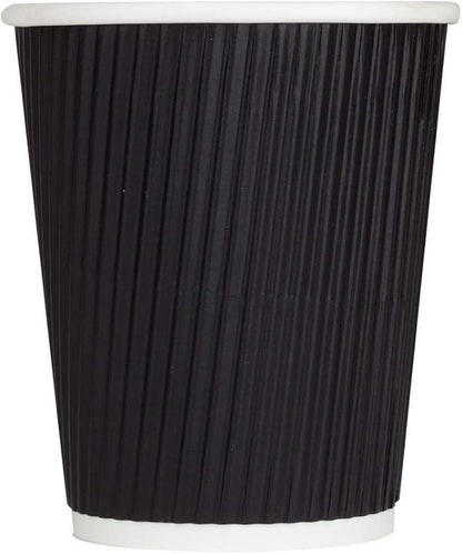 Karat 8 oz Ripple Insulated Coffee Cup Black Disposable Paper Hot Cup, Sturdy by Karat