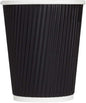 Karat 8 oz Ripple Insulated Coffee Cup Black Disposable Paper Hot Cup, Sturdy by Karat