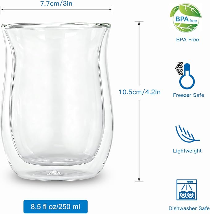 Easyworkz Double Walled Glass Coffee Mugs, Cocktails & All Beverages - Image 2