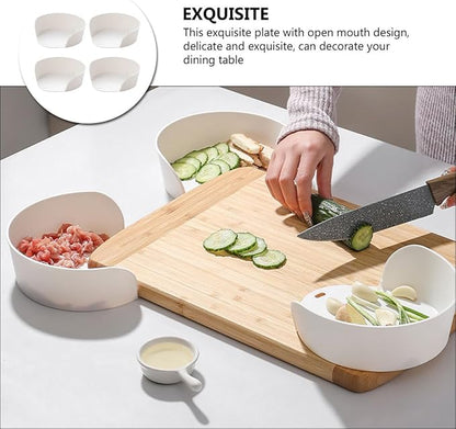 ARTIBETTER Japanese Style Stackable Food Serving Plates 4pcs Set, Large Mouth-open Prep and Hot Pot Tray for Vegetable and Fruit Serving, Dining Tableware for Family Meals