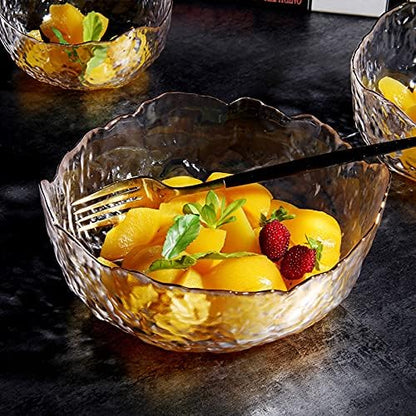 Glass Bowl for Salad Candy Fruit, Decorative Bowl-Crystal Clear Gold, 4.9" | - Image 7