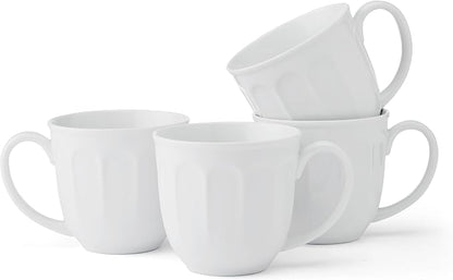 Fitz and Floyd Everyday Vintage Scalloped Set of 4 Porcelain Coffee Tea Mugs by FitzandFloyd