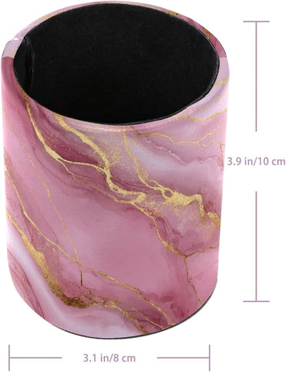 Pink Gold Marble Leather Pen Holder - Image 3