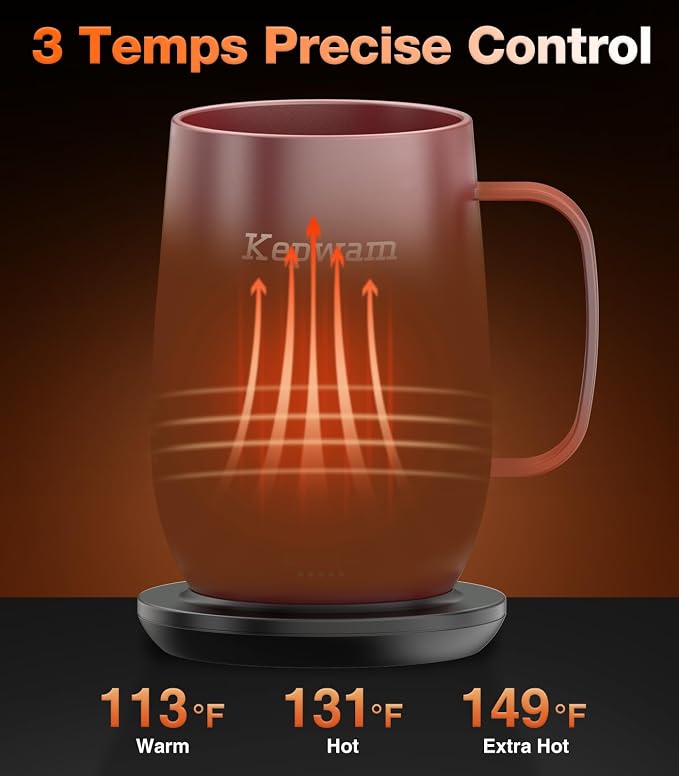 Kepwam Heated Coffee Mug T2-Plus, 20oz Large Capacity Longer Battery Life | - Image 2