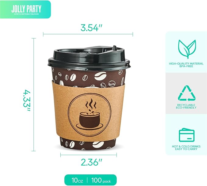 JOLLY PARTY 10oz Disposable Coffee Cups - Image 2
