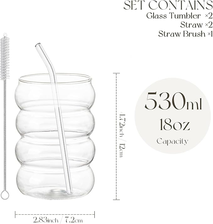 KEMORELA 2PCS Wave Bubble Beverage Glasses - Image 3