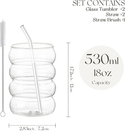 KEMORELA 2PCS Wave Bubble Beverage Glasses - Image 3