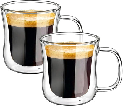 ecooe Espresso Cups 4 Oz Double Walled Glasses Coffee Mugs Set of 2, Insulated by ecooe