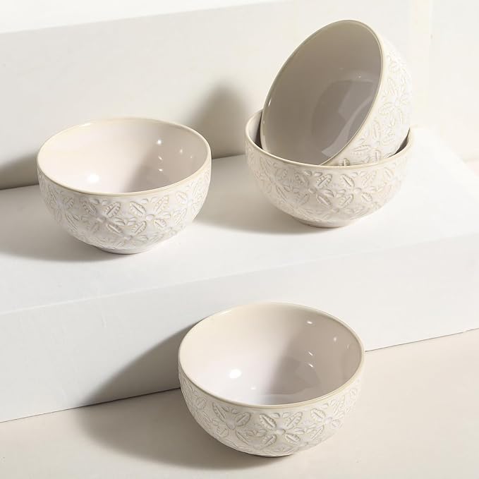 26 Oz Cereal Bowls Set of 4, 6 inch Ceramic Soup Bowl - Image 5