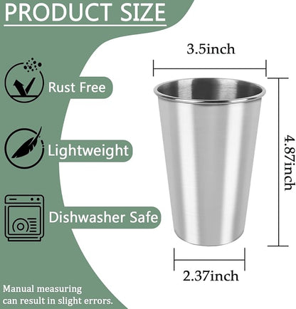 5 Pack Stainless Steel Cups, 17oz Metal Drinking Glasses, Suitable - Image 2