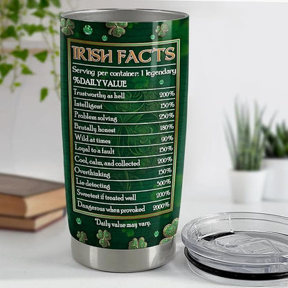 SANDJEST Irish Tumbler 20oz Irish Facts Celtic Cross Stainless Steel Tumbler - Image 4