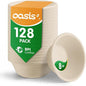 𝟴 𝗼𝘇, 𝟭𝟮𝟴-𝗣𝗮𝗰𝗸 Compostable Paper Bowls, Heavy-Duty Biodegradable Disposable Bowls Made from Bagasse, Eco-Friendly, Microwave & Freezer Safe (Natural)
