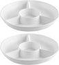 White Chip and Dip Serving Set, Divided Serving Platter Set, 4 Section Appetizers and Cheeses Serving Tray, Compartment Dishes for Party, Christmas, Dessert, Fruit, Candy, 13-inch, Set of 2
