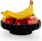 Nucookery Ceramic Petal Fruit Bowl for Kitchen Counter, 11 Inch Modern Decorative Bowl, Elegant Fruit & Vegetable Storage Container, Large Bread Basket, Black