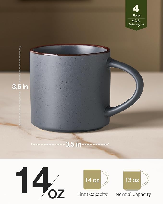 famiware Coffee Mugs Set of 4, Nebula 14oz Coffee Mugs Ceramic Cup Set | - Image 4