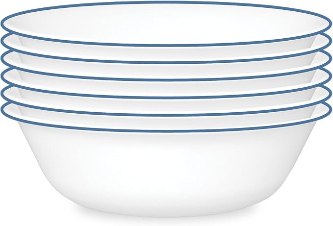 Corelle 6-Piece 18oz Round Bowls Vitrelle Triple Layer Glass, Cereal and Snacks by Corelle