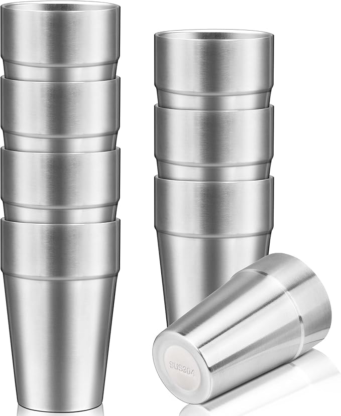 Double Wall Cup Stainless Steel, 16 oz Insulated Tumbler, 8 Pack Unbreakable by Offiper