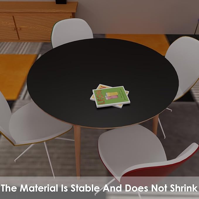 Round Table Cover - Can Be Used On Both Sides Waterproof and Easy to Clean Good Flatness Used for Dining Table(Black+Gray Dia.42Inch)