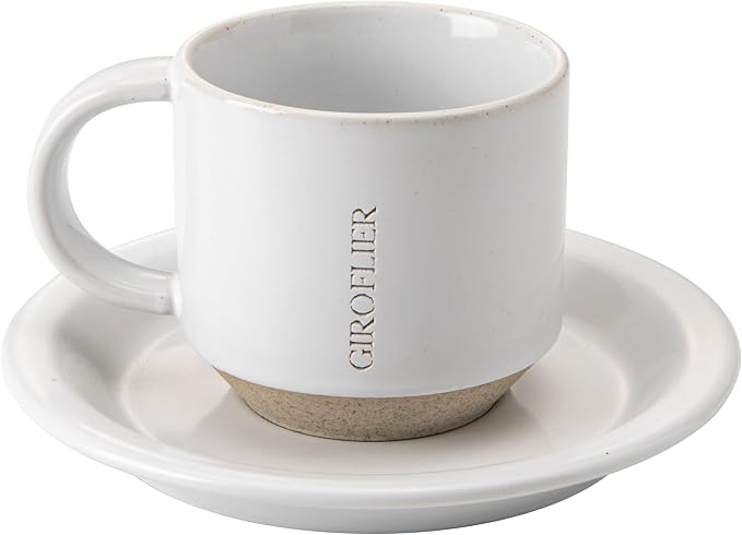 Oak Espresso Cups Set of 4, 3 oz Demitasse Cups, Modern Style, Microwave & - Image 3