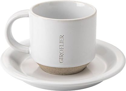 Oak Espresso Cups Set of 4, 3 oz Demitasse Cups, Modern Style, Microwave & - Image 3