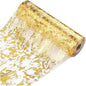 Gold Table Runner 11 Inch x 100 Feet Inches, Glitter Metallic Mesh Gold Runner by Sunlunckystar