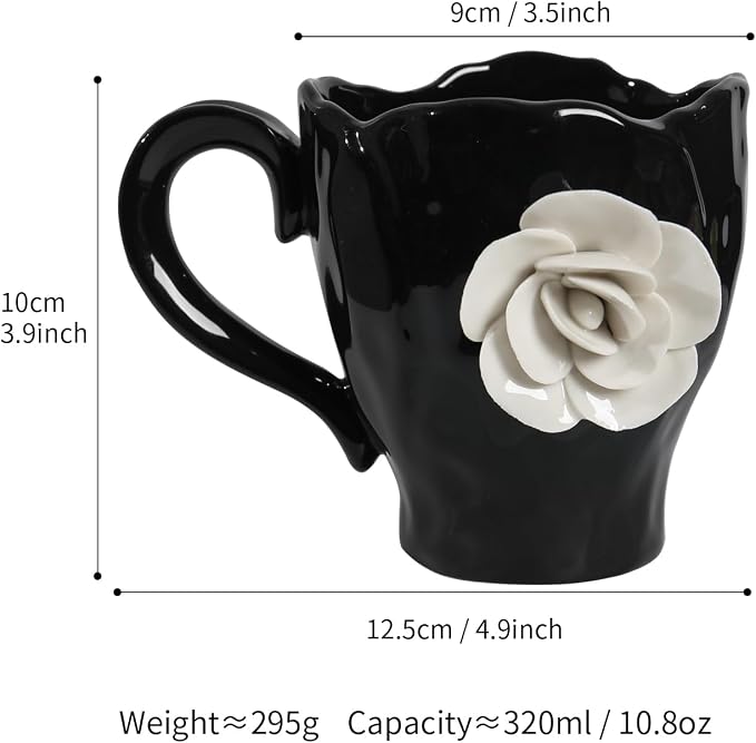 Ceramic Cute Coffee Cups, Handmade Flower Tea Mugs, Gifts - Image 2