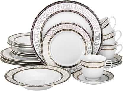 Euro Porcelain 57-pc Banquet Dinnerware Set, Luxury Tableware Dining Service for 8