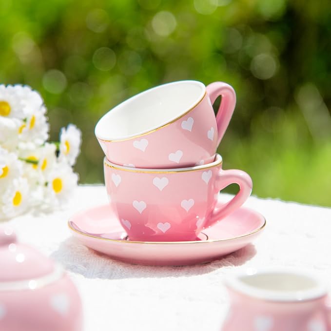 TUZT Tea Party Set for Little Girls Ages 3-8, Princess Tea Time Toy Includes - Image 6