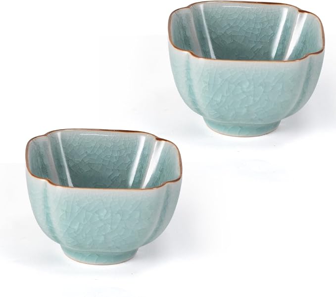 KAMMAK Japanese Tea Cups, 4 Oz Small Handmade Ceramic Teacups, Loose Leaf and by KAMMAK