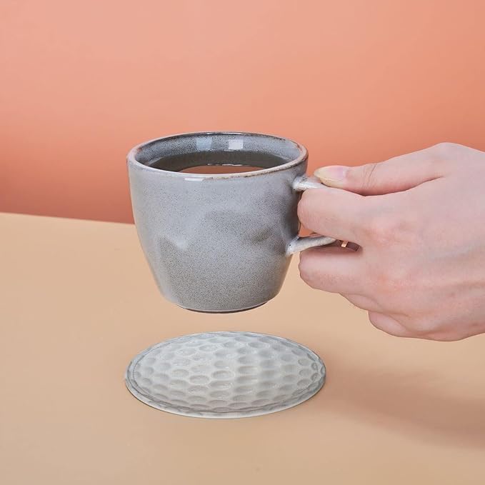 Coasters for Drinks with Holder Round Leather Coasters Set of 6 Cups Mugs Mat - Image 6