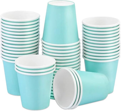Wuadua 50 Pack 3 oz Blue Espresso Paper Cups - Sturdy and Leak-Proof for Parties, Events, Office, Home Use Disposable Mouthwash Cups - Ideal for Hot/Cold Drinks, Smooth Rim Design, Eco-Friendly