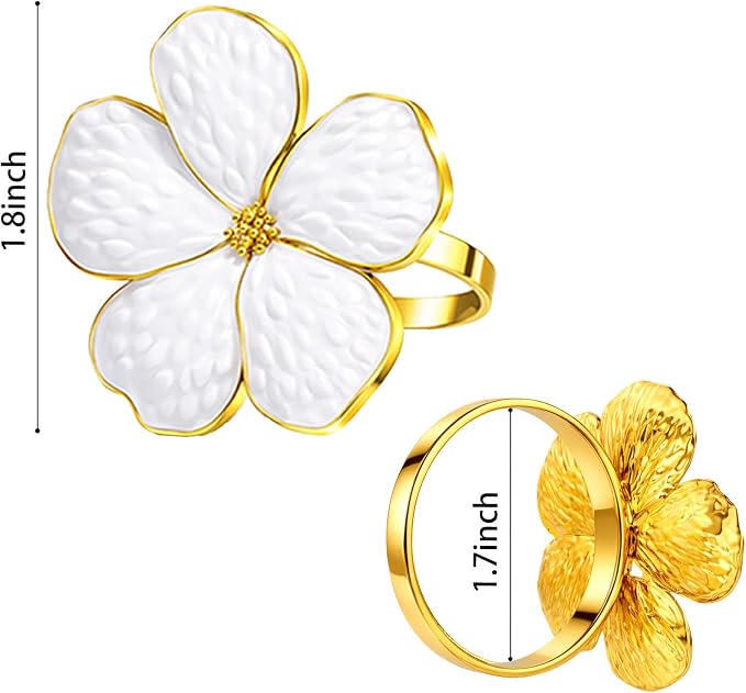 Flower Napkin Rings Set of 8, European Palace-Style Glaze, High-Temperature - Image 4