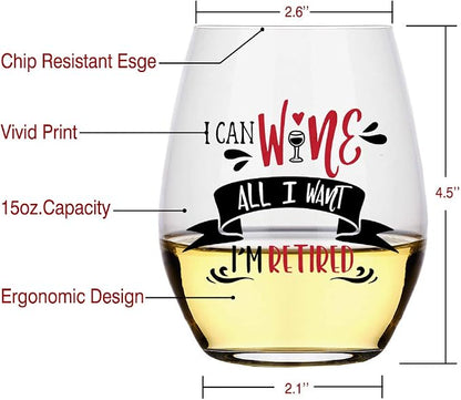Perfectinsoy I Can Wine All I Want I'm Retired, Retirement Stemless Wine Glass - Image 2