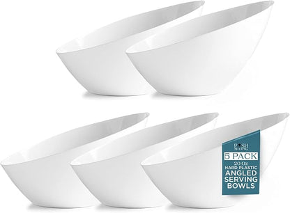 5 Pack White Angled Plastic Serving Bowl Disposable - Image 8
