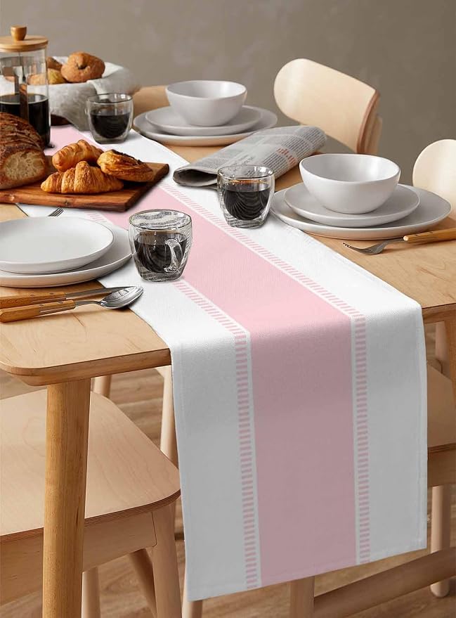 Pink Stripe Table Runners 70 inches Long, Linen Boho Table Runner Farmhouse - Image 6