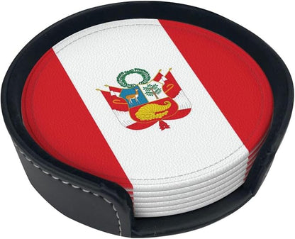 6 Pack Peru Flag Leather Coaster - Image 2