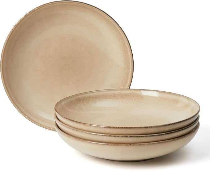 8.75 Inch Large Ceramic Pasta Bowls, 32 Oz Reactive Glaze Stoneware Pasta by Pokini